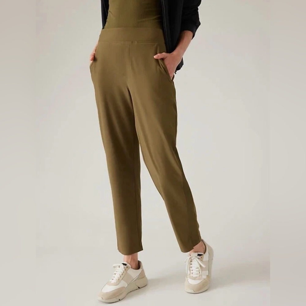 Athleta Brooklyn Mid Rise Anke Pants, Acacia Olive Green
